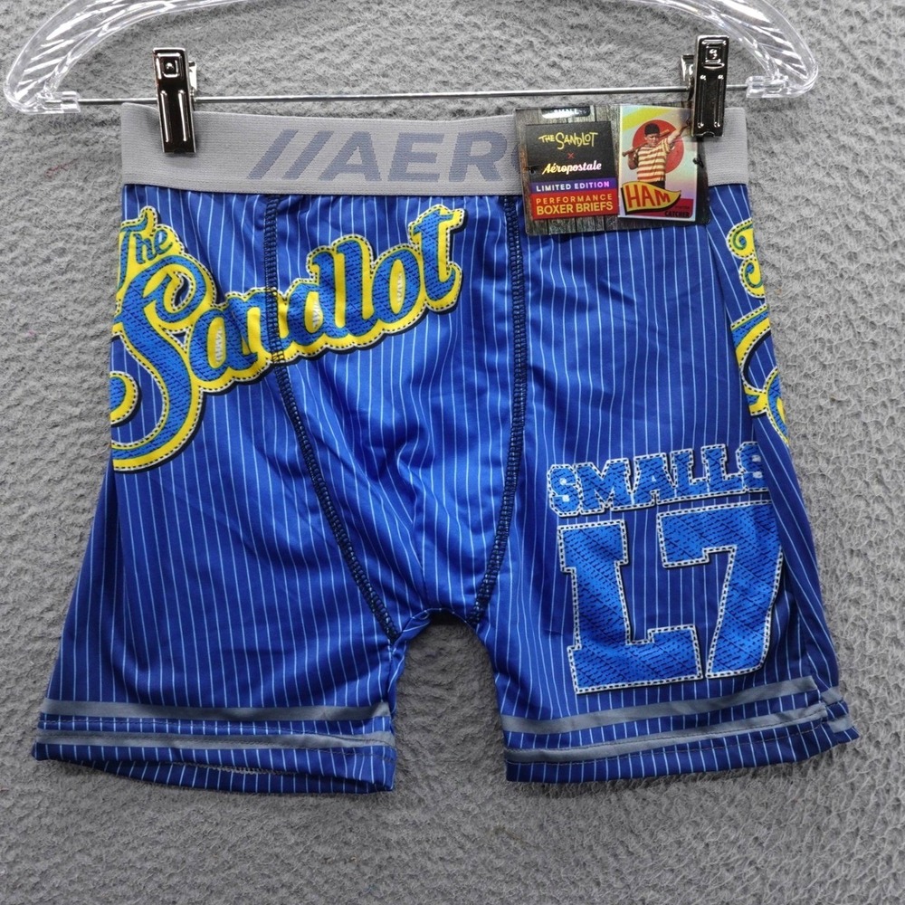 Aeropostale x The Sandlot Mens Small Performance Boxer Briefs Blue Pinstripe L7‎